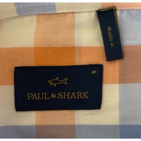 Paul And Shark Shirt Men EU 41 (US L / 16.5) Multicolor Square Logo Lightweight - Picture 6 of 13